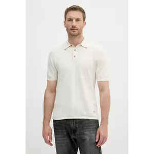 United Colors of Benetton tricou polo culoarea bej, uni, 14HAU301K imagine