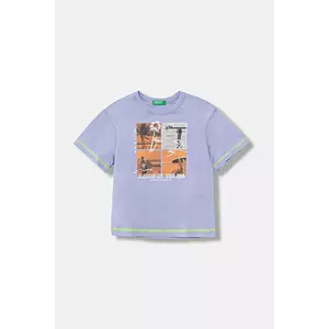 United Colors of Benetton tricou de bumbac pentru copii culoarea violet, cu imprimeu, 3I1XG10JG imagine