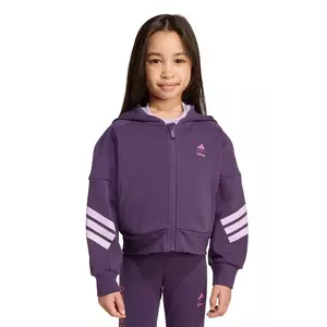 adidas bluză copii culoarea violet, cu glugă, cu imprimeu, JL9193 imagine