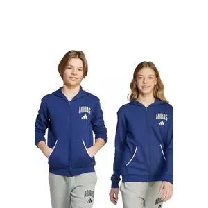 adidas bluză copii culoarea bleumarin, cu glugă, cu imprimeu, JW2390 imagine