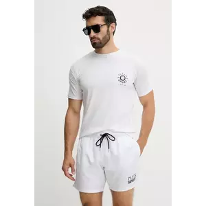 PLEIN SPORT tricou din bumbac culoarea alb, cu imprimeu, PS25MTS09 imagine