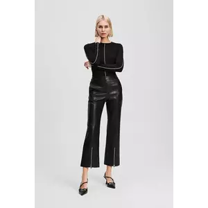 Karl Lagerfeld pantaloni culoarea negru, evazați, high waist, A3W10091 imagine