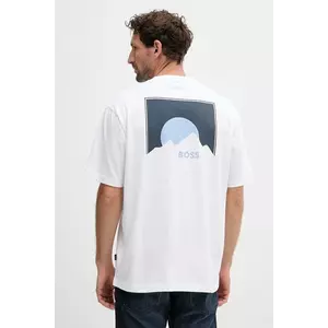 BOSS Orange tricou din bumbac culoarea alb, cu imprimeu, 50547087 imagine