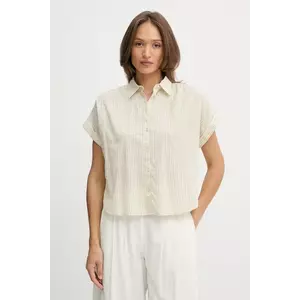 United Colors of Benetton cămașă din amestec de in culoarea bej, cu guler clasic, relaxed, 58I5DQ08M imagine