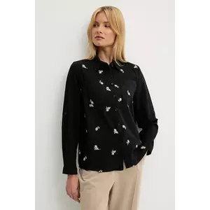 Answear Lab camasa din bumbac culoarea negru, cu guler clasic, relaxed imagine