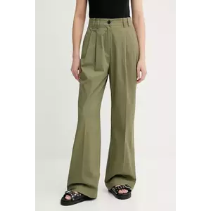 Marc O'Polo pantaloni culoarea verde, lat, high waist, 506034110105 imagine