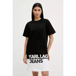 Karl Lagerfeld Jeans rochie din bumbac culoarea negru, mini, oversize, A3W13005 imagine