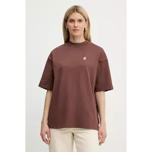 Just Cavalli tricou din bumbac culoarea maro, 79PAHT06 CJ518 imagine