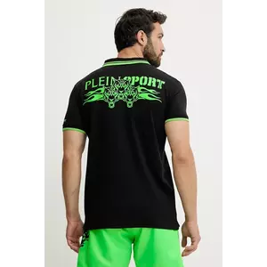 PLEIN SPORT tricou polo culoarea negru, cu imprimeu, PS25MPL02 imagine