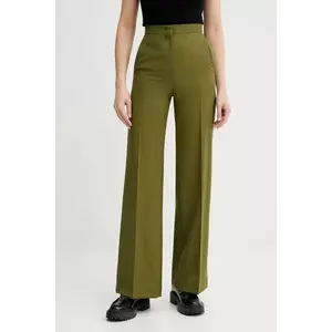 PS Paul Smith pantaloni de lână culoarea verde, lat, high waist, W2R-206T-T31053 imagine