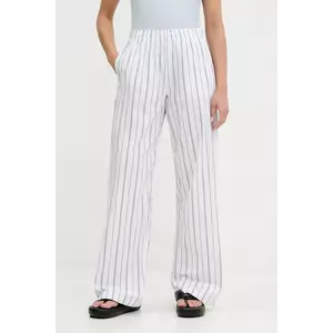 Abercrombie & Fitch pantaloni de bumbac culoarea alb, drept, high waist, KI156-5289 imagine