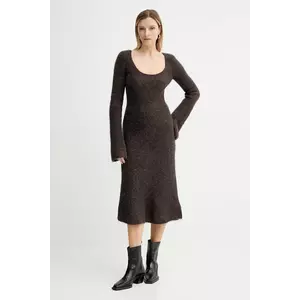 American Vintage rochie din lână culoarea maro, midi, evazați, NEN14A imagine