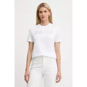 Just Cavalli tricou din bumbac culoarea alb, 79PAHE23 CJ110 imagine