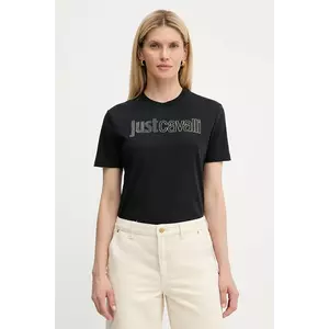 Just Cavalli tricou din bumbac culoarea negru, 79PAHE23 CJ110 imagine
