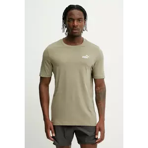 Puma tricou din bumbac barbati, culoarea verde, neted, 682535 imagine