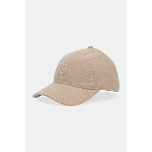 BOSS șapcă de baseball velur culoarea bej, cu imprimeu, 50544419 imagine