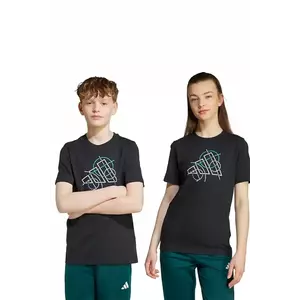 adidas tricou de bumbac pentru copii culoarea negru, cu imprimeu, JV5104 imagine