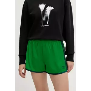 adidas Originals pantaloni scurți 3-Stripes culoarea verde, cu imprimeu, medium waist, JZ3512 imagine