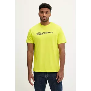 Karl Lagerfeld Jeans tricou din bumbac culoarea verde, cu imprimeu, A1M17002 imagine