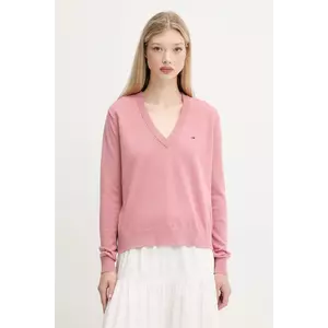 Tommy Jeans pulover de bumbac culoarea roz, light, DW0DW19888 imagine