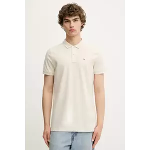 Tommy Jeans polo de bumbac culoarea bej, uni, DM0DM20676 imagine