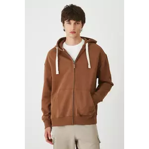 Medicine hanorac de bumbac culoarea maro, cu glugă, cu imprimeu imagine