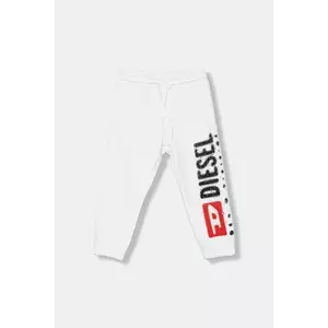 Diesel pantaloni de trening din bumbac pentru copii PANTLI TROUSERS culoarea alb, cu imprimeu, J02445 imagine