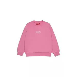 Diesel hanorac de bumbac pentru copii SVALSY SWEAT-SHIRT culoarea roz, cu imprimeu, J02417 imagine
