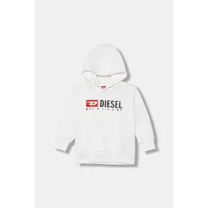 Diesel bluză copii SDROPSHOOD OVER SWEAT-SHIRT culoarea alb, cu glugă, cu imprimeu, J02485 imagine