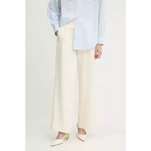 BOSS Orange pantaloni culoarea bej, drept, high waist, 50541934 imagine