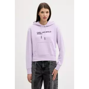 Karl Lagerfeld Jeans bluză culoarea negru, cu glugă, cu imprimeu, A2W20053 imagine