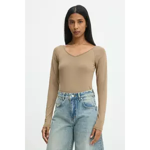 Answear Lab bluza culoarea maro, neted imagine