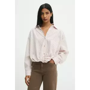 Answear.LAB camasa din bumbac culoarea bej, cu guler clasic, relaxed imagine