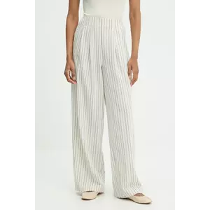 Answear.LAB pantaloni din in culoarea alb, lat, high waist imagine