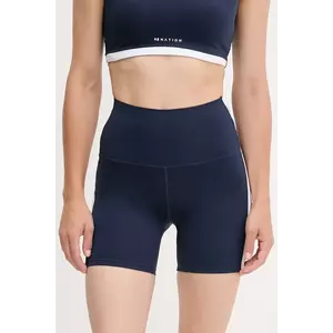 P.E Nation pantaloni scurți de antrenament Highgate 5 culoarea bleumarin, cu imprimeu, high waist, 252S087 imagine