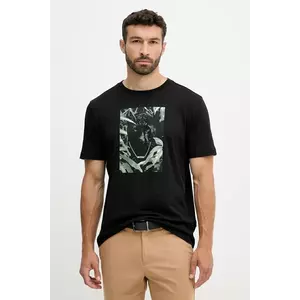 BOSS Orange tricou din bumbac culoarea negru, cu imprimeu, 50546362 imagine