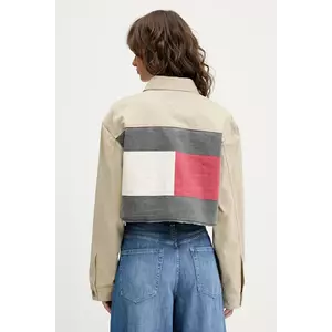 Tommy Jeans geacă jeans culoarea bej, de tranziție, oversize, DW0DW21431 imagine
