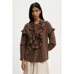 Answear.LAB bluza din bumbac culoarea maro, neted imagine