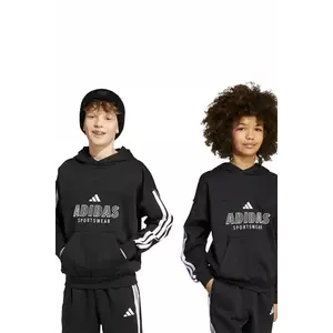 adidas bluză copii culoarea negru, cu glugă, cu imprimeu, JW5083 imagine