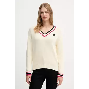 Dkny pulover de bumbac culoarea bej, călduros, DJ5R0730 imagine