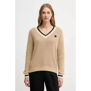Dkny pulover de bumbac culoarea bej, călduros, DJ5R0730 imagine