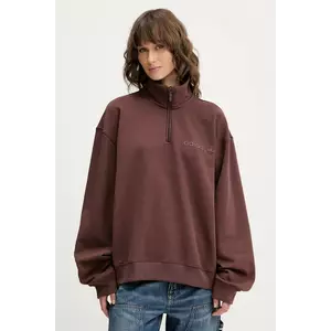 adidas Originals bluză Essentials culoarea maro, cu imprimeu, JW1023 imagine