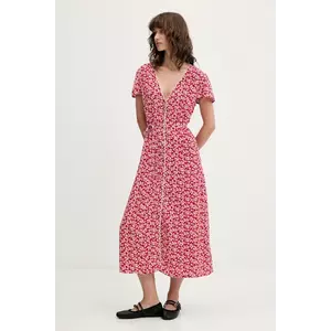 Tommy Jeans rochie culoarea roșu, midi, evazați, DW0DW20884 imagine