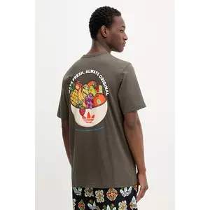 adidas Originals tricou din bumbac Graphic Lo Ss T culoarea verde, cu imprimeu, JW2977 imagine