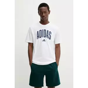 adidas tricou din bumbac Collegiate culoarea alb, cu imprimeu, JM6416 imagine