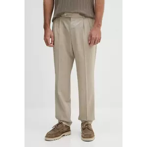 BOSS pantaloni de lână culoarea bej, cu fason chinos, 50545822 imagine