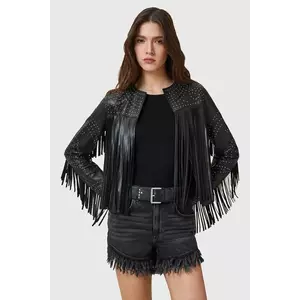 AllSaints geacă de piele ASTA culoarea negru, de tranziție, W031LC imagine