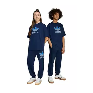 adidas Originals pantaloni de trening din bumbac pentru copii culoarea bleumarin, cu imprimeu, JV8577 imagine