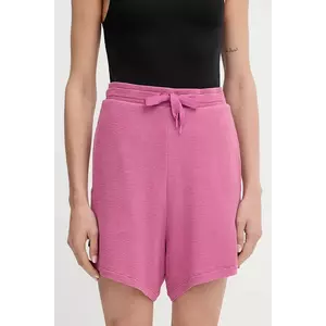 BOSS pantaloni scurți culoarea violet, uni, high waist, 50545617 imagine