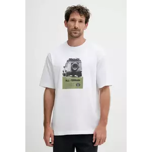 BOSS Orange tricou din bumbac culoarea alb, cu imprimeu, 50546958 imagine